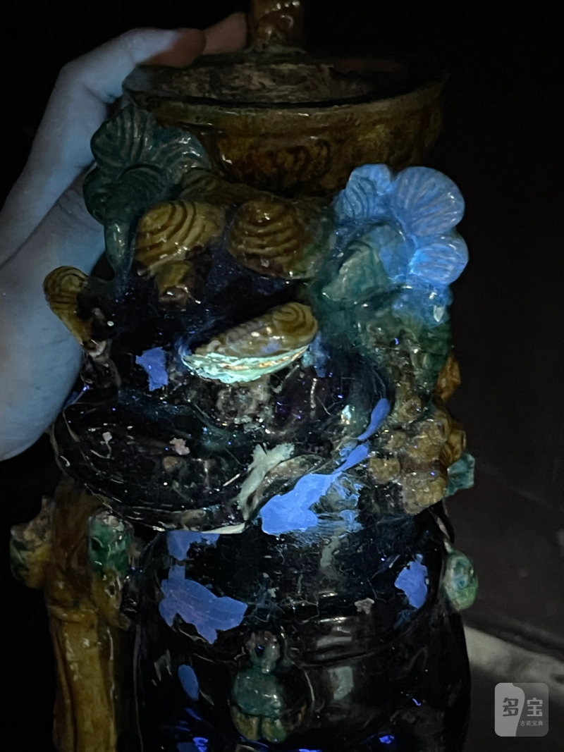 明代 珐华彩瑞兽形烛台一对 - 图38